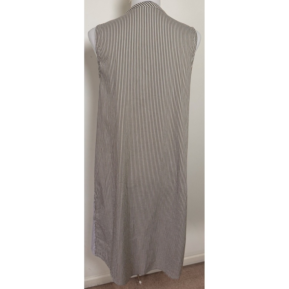 Alembika Ombre Stripe Sleeveless Oversized Linen Blend Midi Dress Large Gray - Picture 3 of 11
